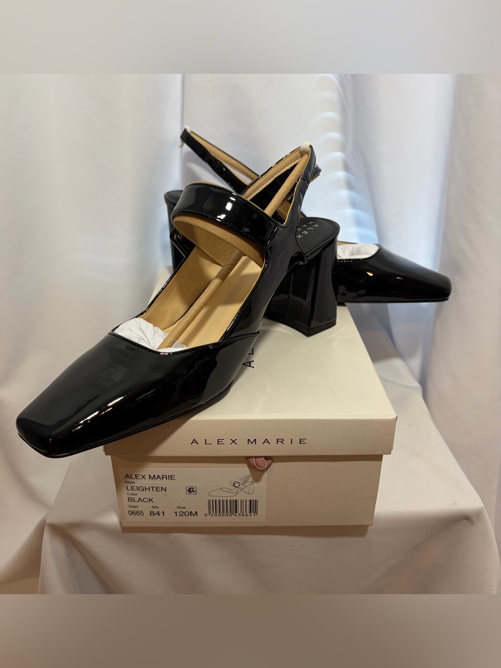 NWT ALEX MARIE Leighton Heels In Black Patent size 12